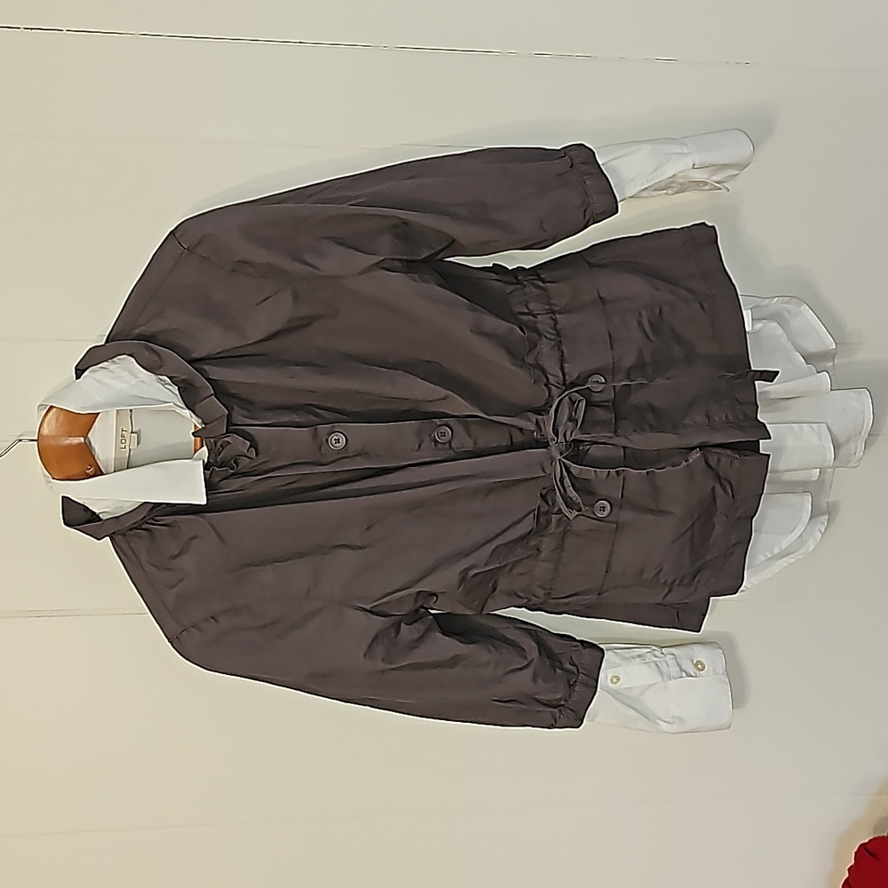 French Cuff Lightweight Jacket Womens Sz XL Gray Purple Peasant Boho Cottagecore